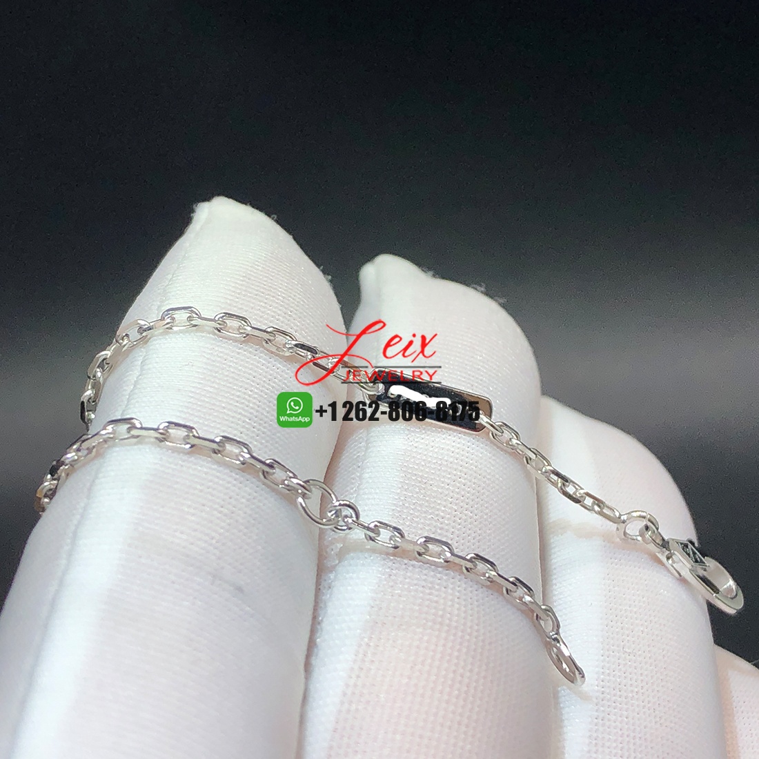 Van Cleef & Arpels 18K White Gold Pave Diamond Medium Lotus Clip Pendant Necklace (1) Van Cleef & Arpels 18K White Gold Pave Diamond Medium Lotus Clip Pendant Necklace