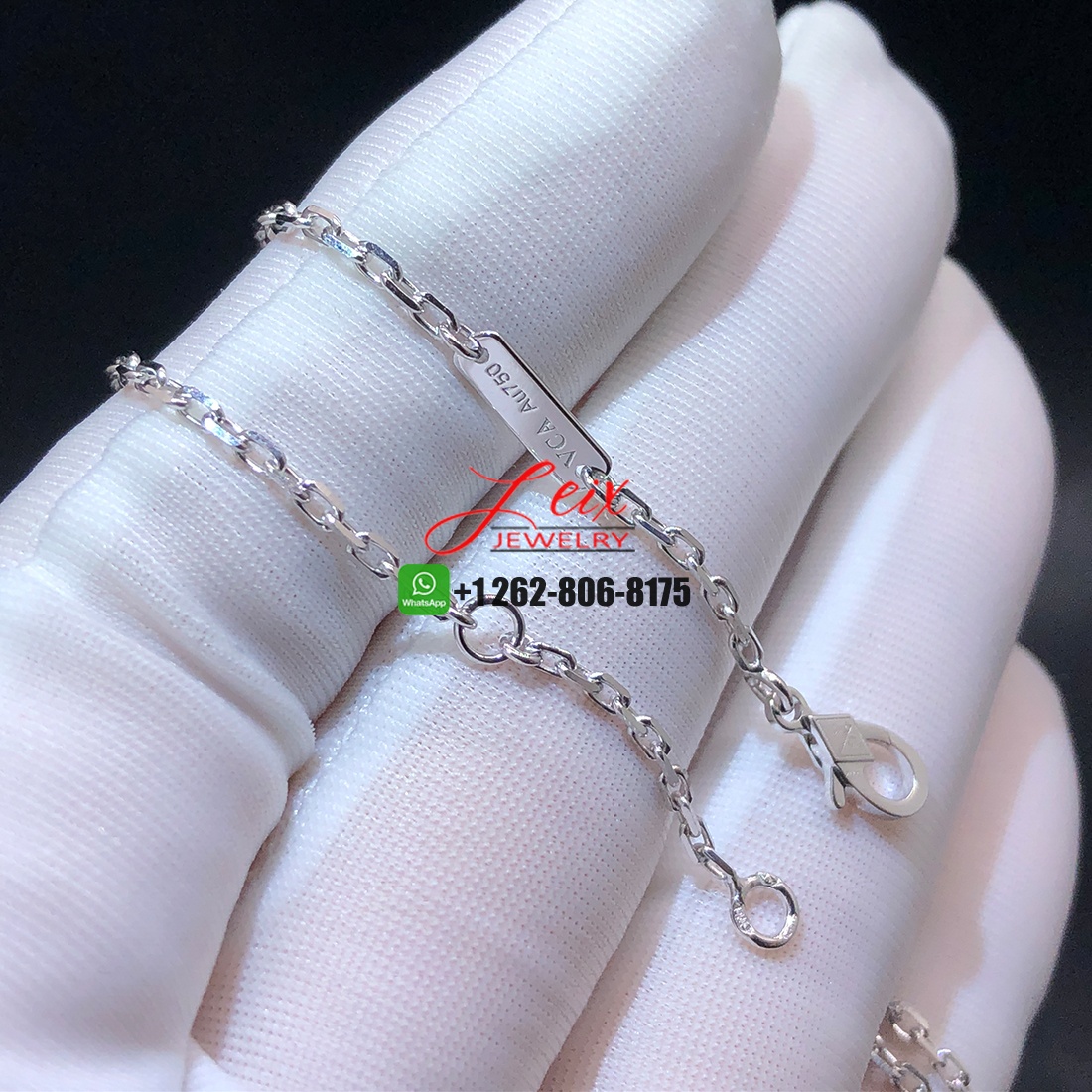 Van Cleef & Arpels 18K White Gold Pave Diamond Medium Lotus Clip Pendant Necklace (2) Van Cleef & Arpels 18K White Gold Pave Diamond Medium Lotus Clip Pendant Necklace