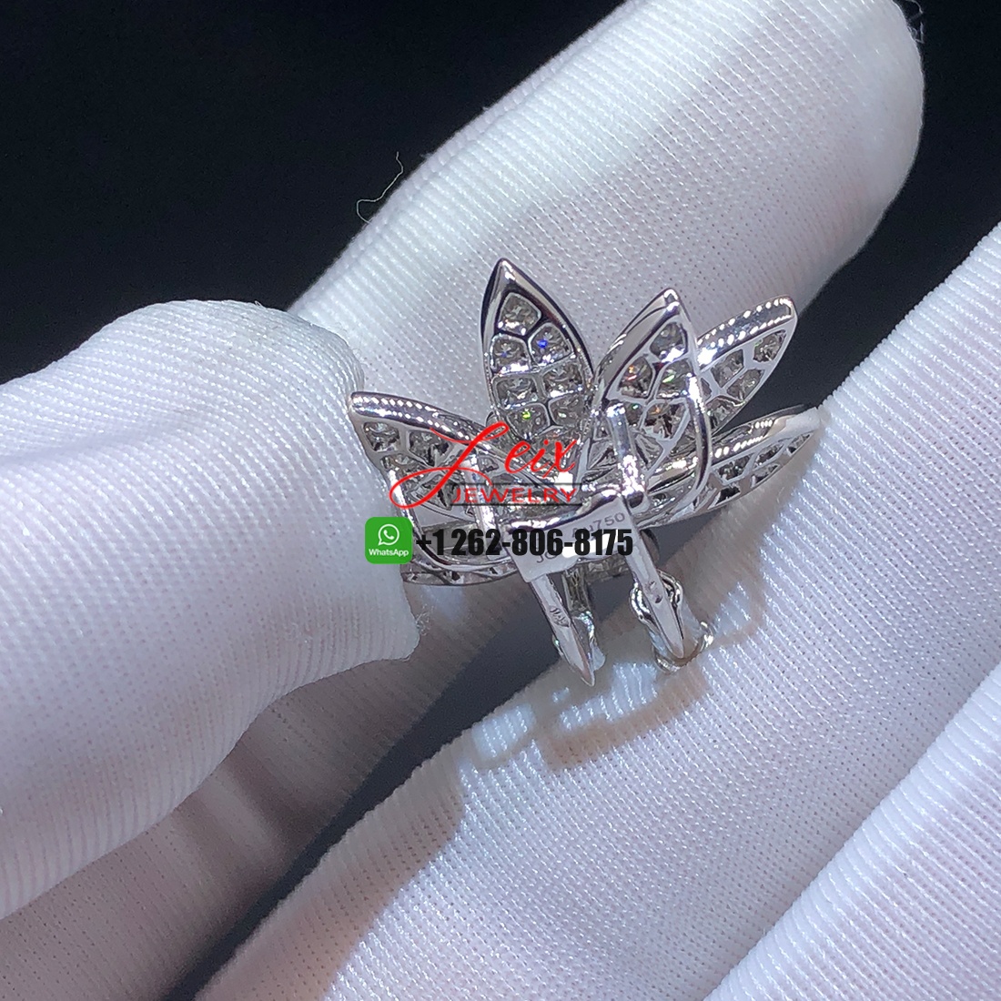 Van Cleef & Arpels 18K White Gold Pave Diamond Medium Lotus Clip Pendant Necklace (3) Van Cleef & Arpels 18K White Gold Pave Diamond Medium Lotus Clip Pendant Necklace