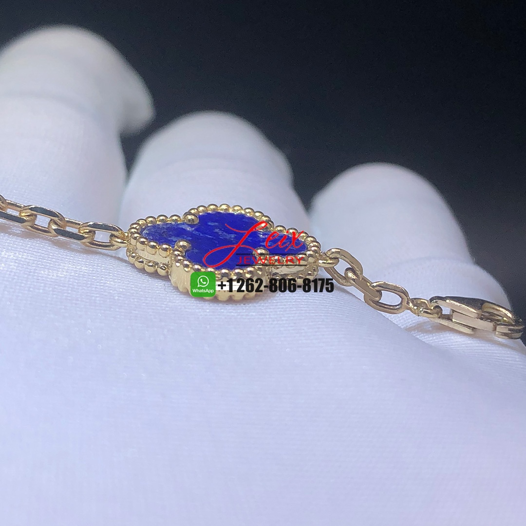 Van Cleef & Arpels Vintage Alhambra Lapis Lazuli 10 Motif 18k Yellow Gold Necklace (1) Van Cleef & Arpels Vintage Alhambra Lapis Lazuli 10 Motif 18k Yellow Gold Necklace