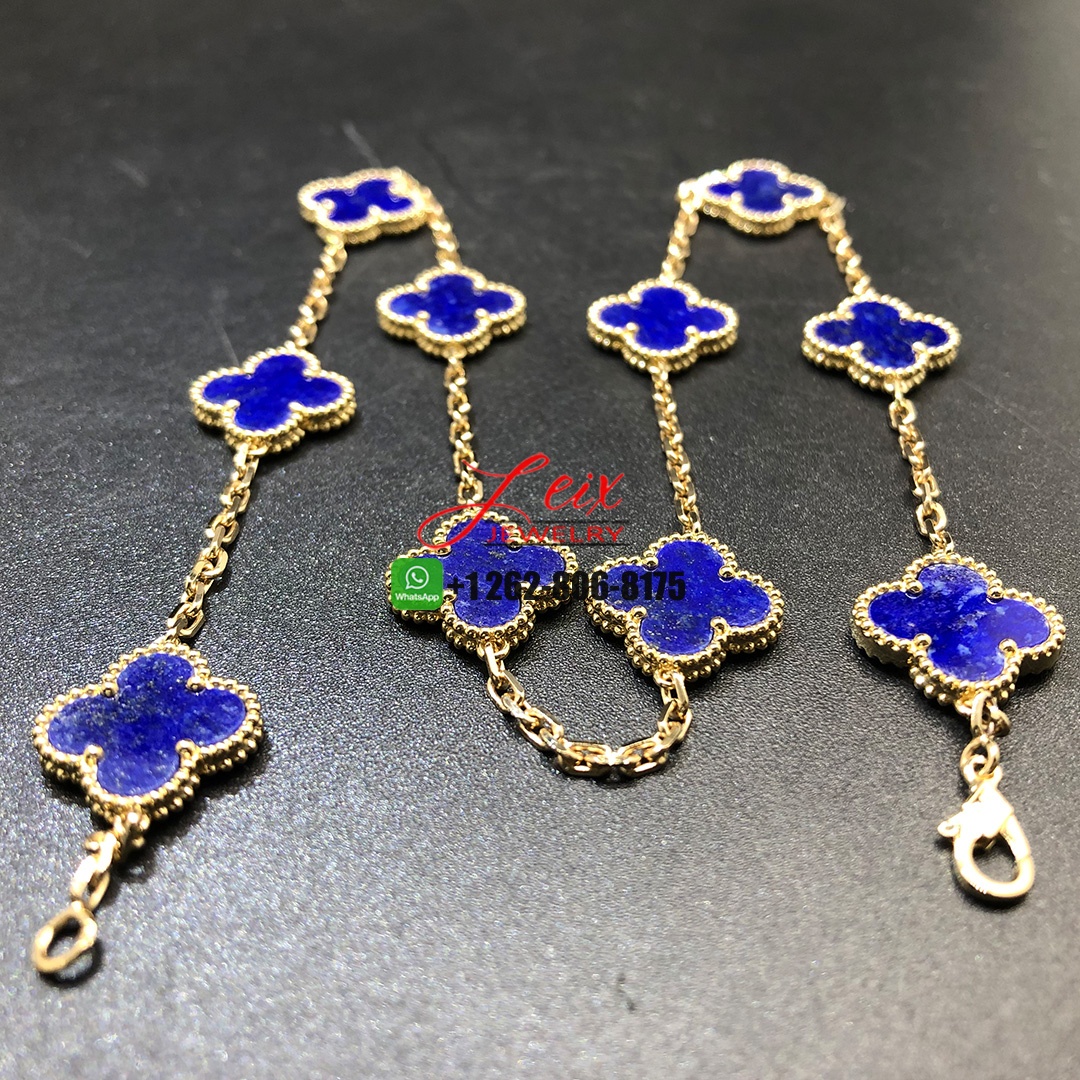 Van Cleef & Arpels Vintage Alhambra Lapis Lazuli 10 Motif 18k Yellow Gold Necklace (3) Van Cleef & Arpels Vintage Alhambra Lapis Lazuli 10 Motif 18k Yellow Gold Necklace