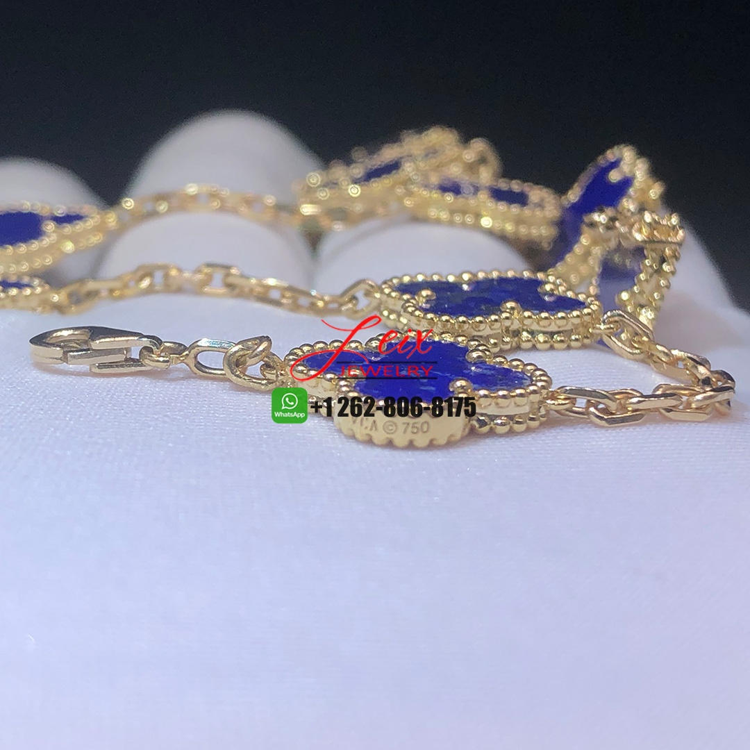 Van Cleef & Arpels Vintage Alhambra Lapis Lazuli 10 Motif 18k Yellow Gold Necklace (6) Van Cleef & Arpels Vintage Alhambra Lapis Lazuli 10 Motif 18k Yellow Gold Necklace
