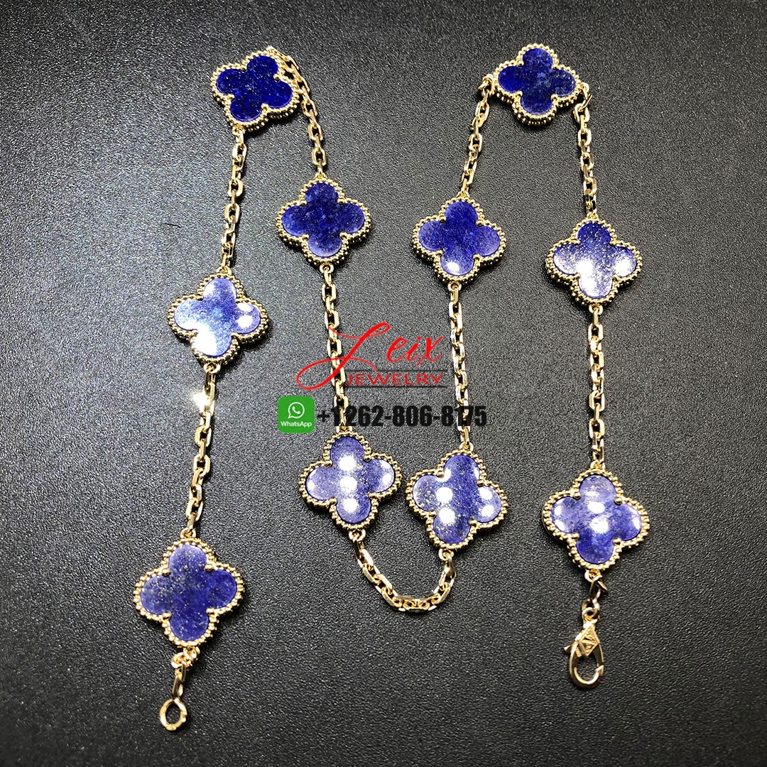 Van Cleef & Arpels Vintage Alhambra Lapis Lazuli 10 Motif 18k Yellow Gold Necklace Van Cleef & Arpels Vintage Alhambra Lapis Lazuli 10 Motif 18k Yellow Gold Necklace