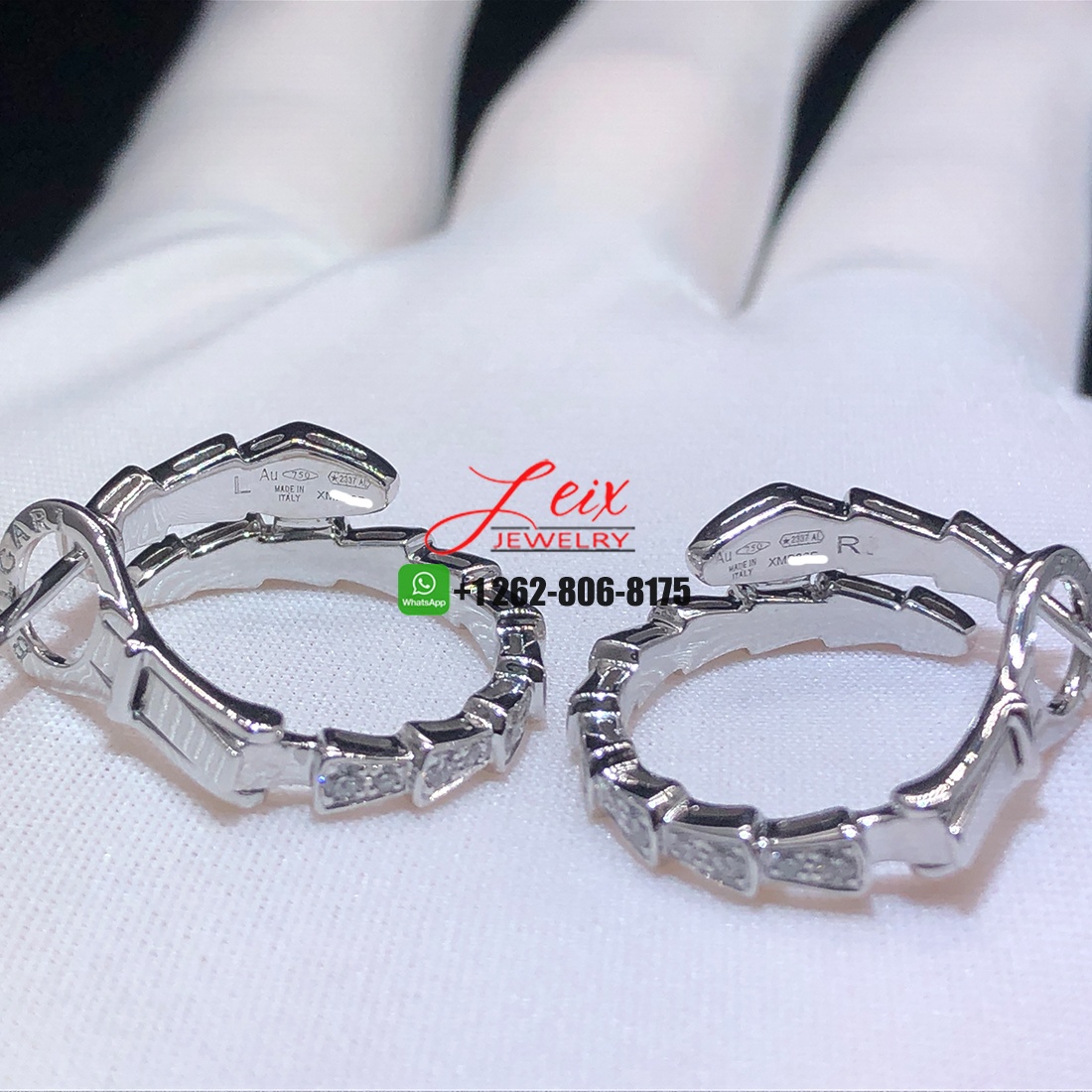 Bulgari Serpenti Viper Full Pave Diamond 18k White Gold Hoop Earrings (1) Bulgari Serpenti Viper Full Pave Diamond 18k White Gold Hoop Earrings (1)