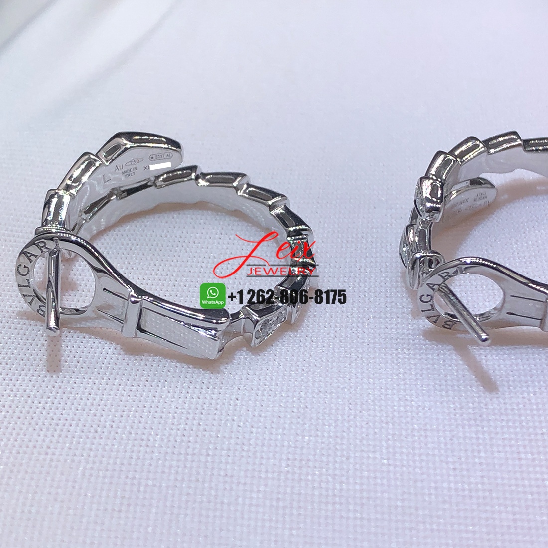 Bulgari Serpenti Viper Full Pave Diamond 18k White Gold Hoop Earrings (3) Bulgari Serpenti Viper Full Pave Diamond 18k White Gold Hoop Earrings (1)
