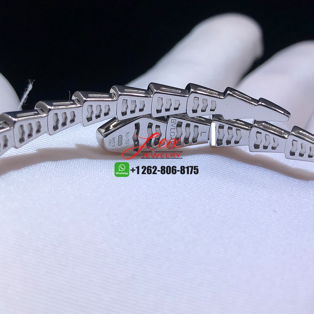 Bvlgari Serpenti Viper 18k White Gold Full Diamond Paved One Coil Bracelet (1) Bvlgari Serpenti Viper 18k White Gold Full Diamond Paved One Coil Bracelet