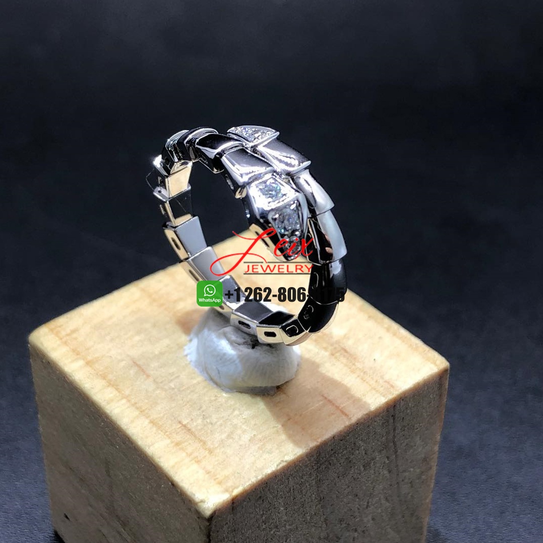 Bvlgari Serpenti Viper One-coil Diamond 18K White Gold Ring (1) Bvlgari Serpenti Viper One-coil Diamond 18K White Gold Ring