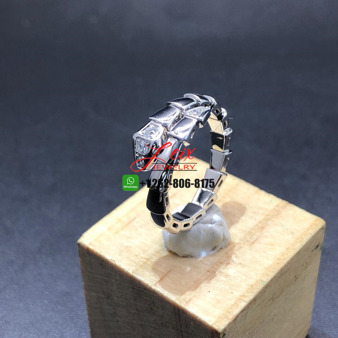 Bvlgari Serpenti Viper One-coil Diamond 18K White Gold Ring (2) Bvlgari Serpenti Viper One-coil Diamond 18K White Gold Ring