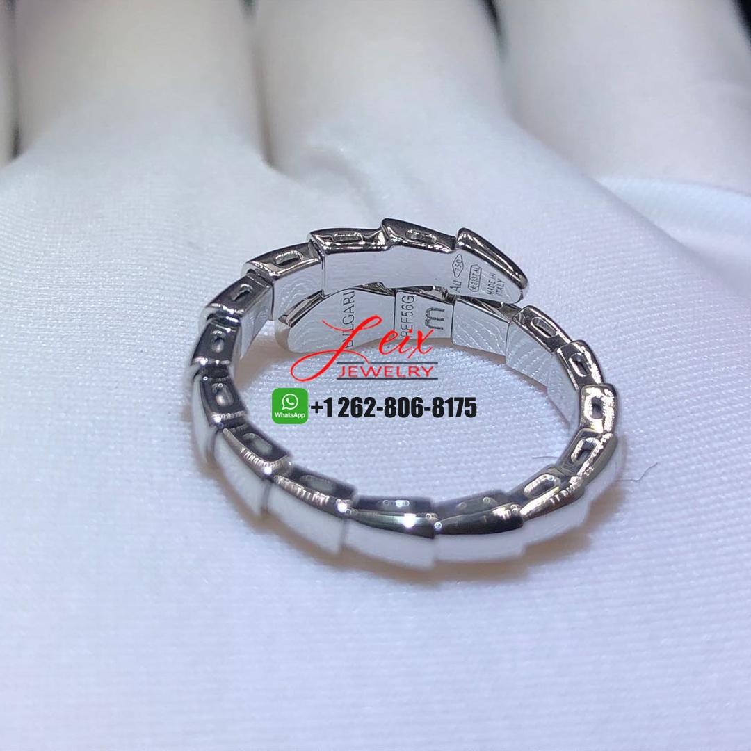 Bvlgari Serpenti Viper One-coil Diamond 18K White Gold Ring (4) Bvlgari Serpenti Viper One-coil Diamond 18K White Gold Ring