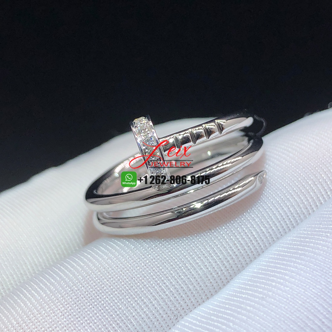 Cartier 18K White Gold Diamond Double Wrap Nail Juste Un Clou Ring (1) Cartier 18K White Gold Diamond Double Wrap Nail Juste Un Clou Ring