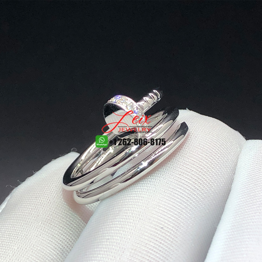 Cartier 18K White Gold Diamond Double Wrap Nail Juste Un Clou Ring (2) Cartier 18K White Gold Diamond Double Wrap Nail Juste Un Clou Ring