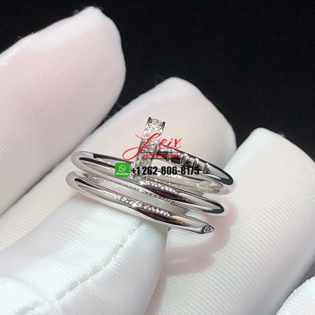 Cartier 18K White Gold Diamond Double Wrap Nail Juste Un Clou Ring Cartier 18K White Gold Diamond Double Wrap Nail Juste Un Clou Ring