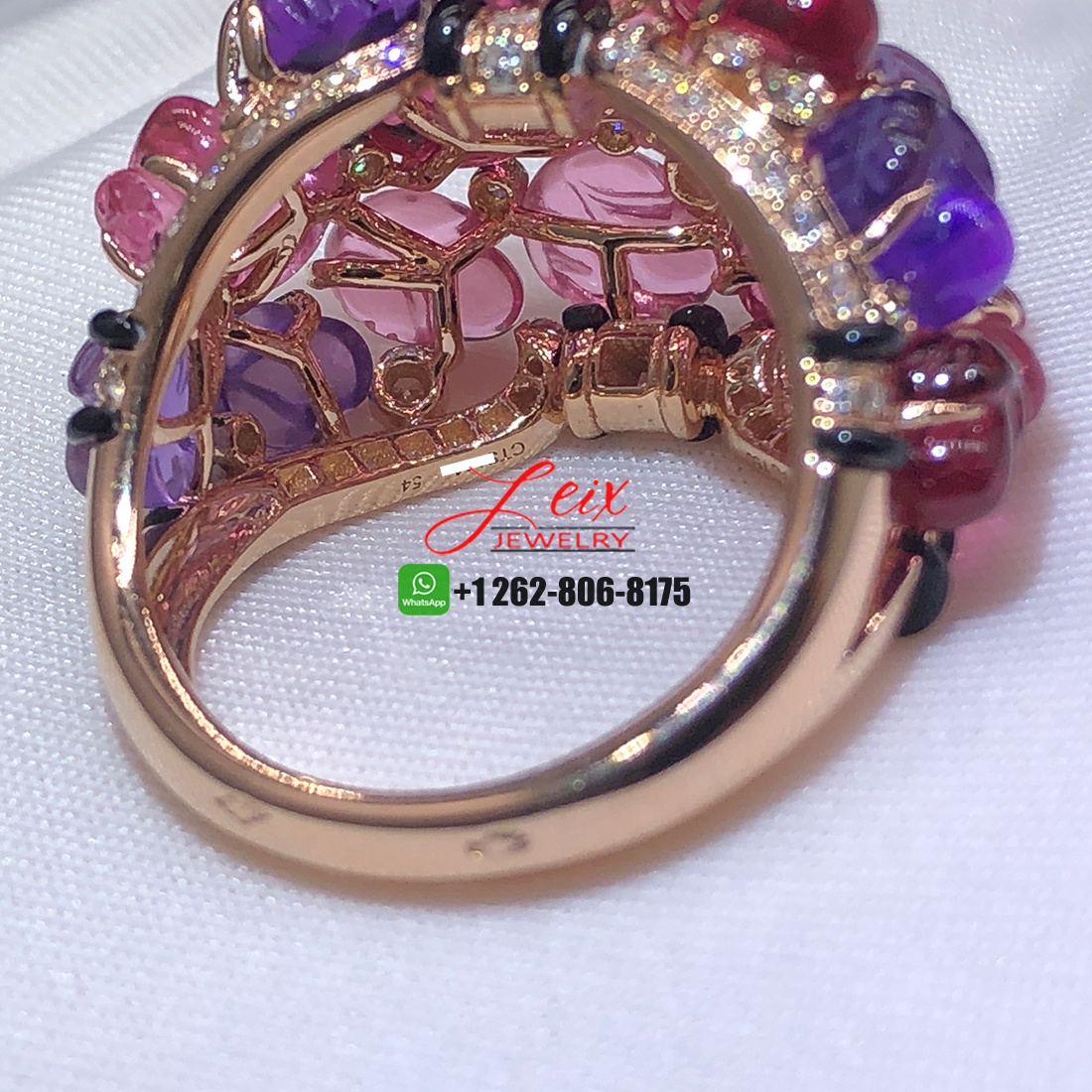 Cartier Pierres Gravees 18k Rose Gold Diamond Carved Rubelite Amethyst Garnets Onyx High Jewelry Ring (5) Cartier Pierres Gravees 18k Rose Gold Diamond Carved Rubelite Amethyst Garnets Onyx High Jewelry Ring