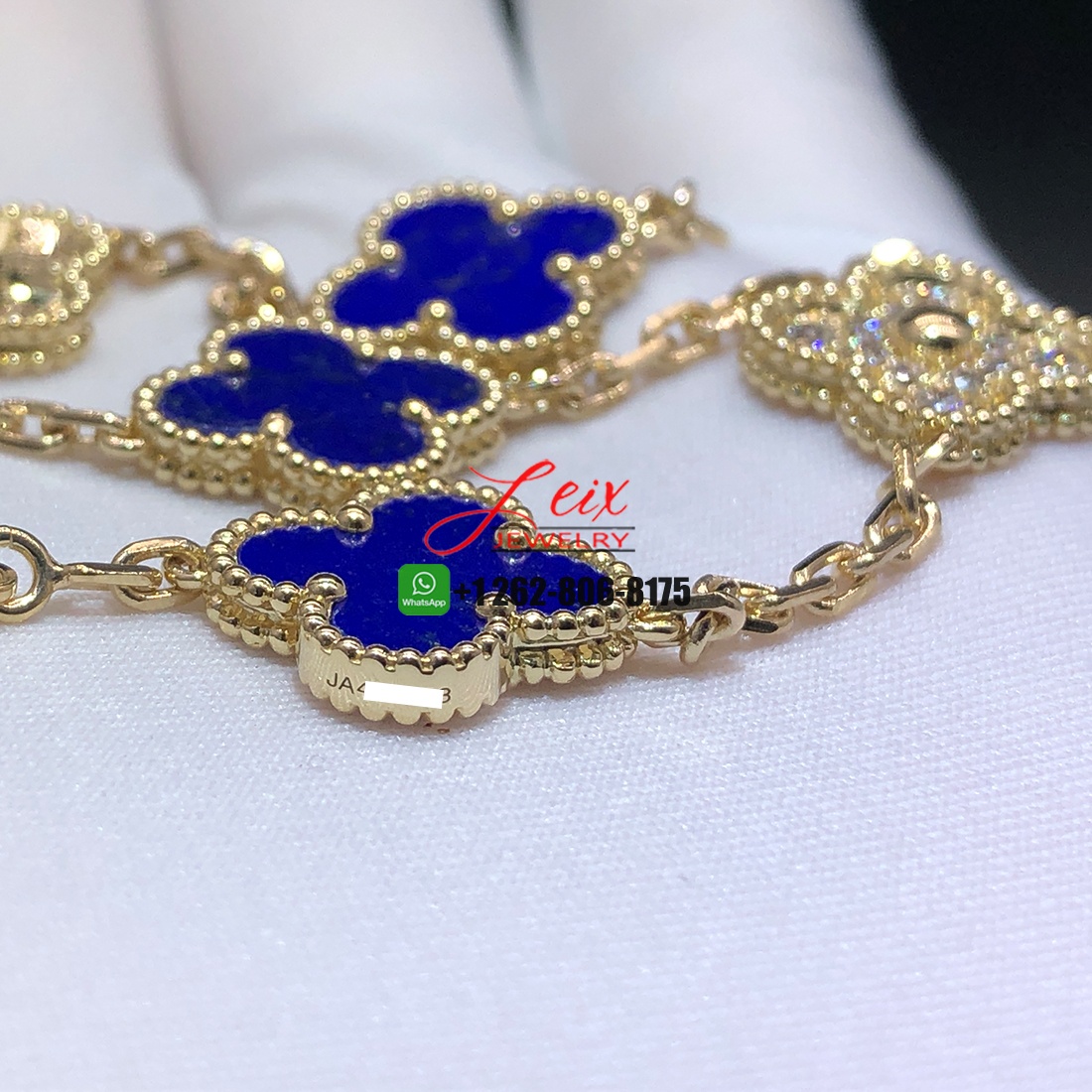 Van Cleef & Arpels Vintage Alhambra 18k Yellow Gold Lapis Lazuli Diamond 5 Motif Bracelet (3) Van Cleef & Arpels Vintage Alhambra 18k Yellow Gold Lapis Lazuli Diamond 5 Motif Bracelet