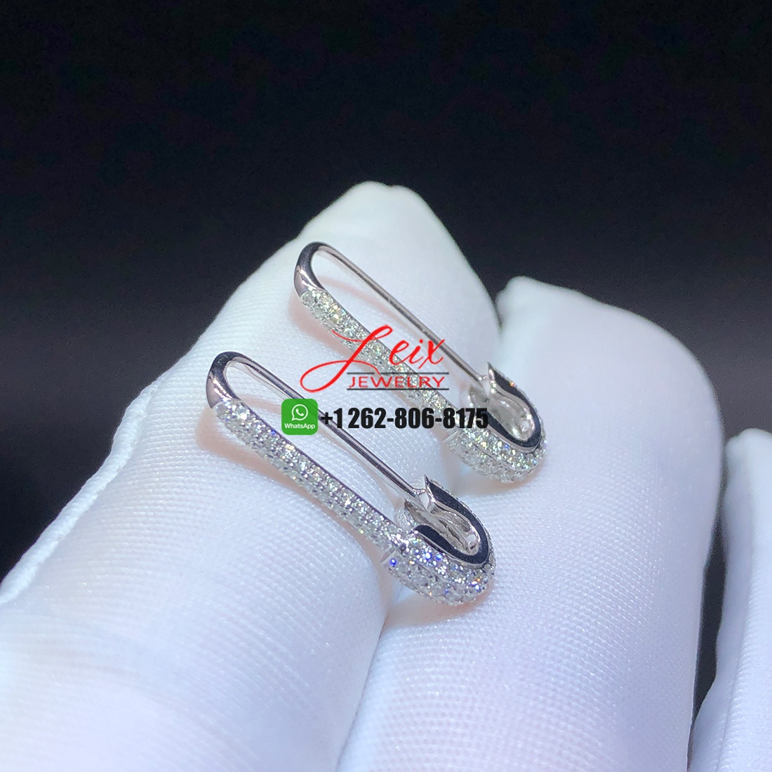 ANITA KO 18K White Gold Pave Diamond Mini Safety Pin Earrings (2) ANITA KO 18K White Gold Pave Diamond Mini Safety Pin Earrings
