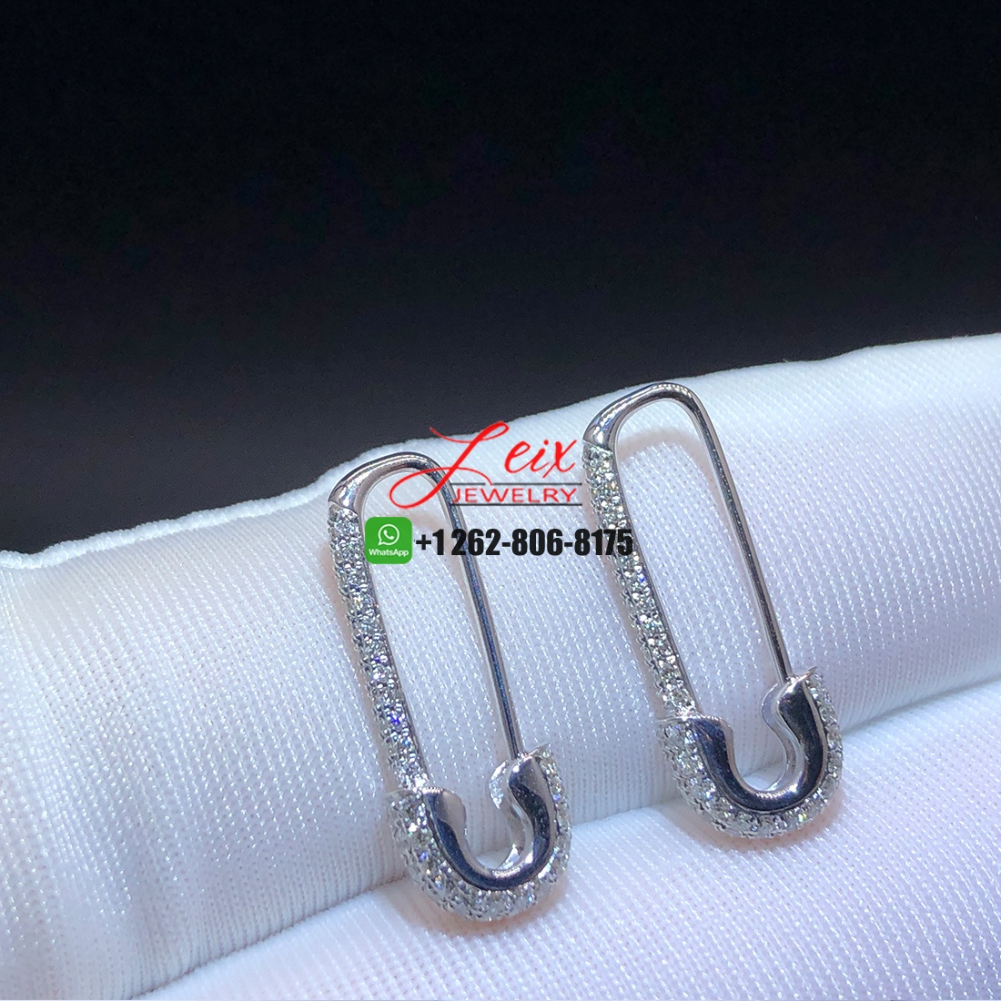 ANITA KO 18K White Gold Pave Diamond Mini Safety Pin Earrings ANITA KO 18K White Gold Pave Diamond Mini Safety Pin Earrings