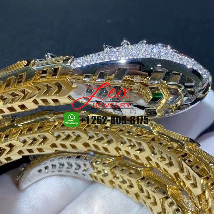 Bvlgari Serpenti 18K Yellow Gold 18.76ct Diamond and Emerald High Jewellery Bracelet (1) Bvlgari Serpenti 18K Yellow Gold 18.76ct Diamond and Emerald High Jewellery Bracelet