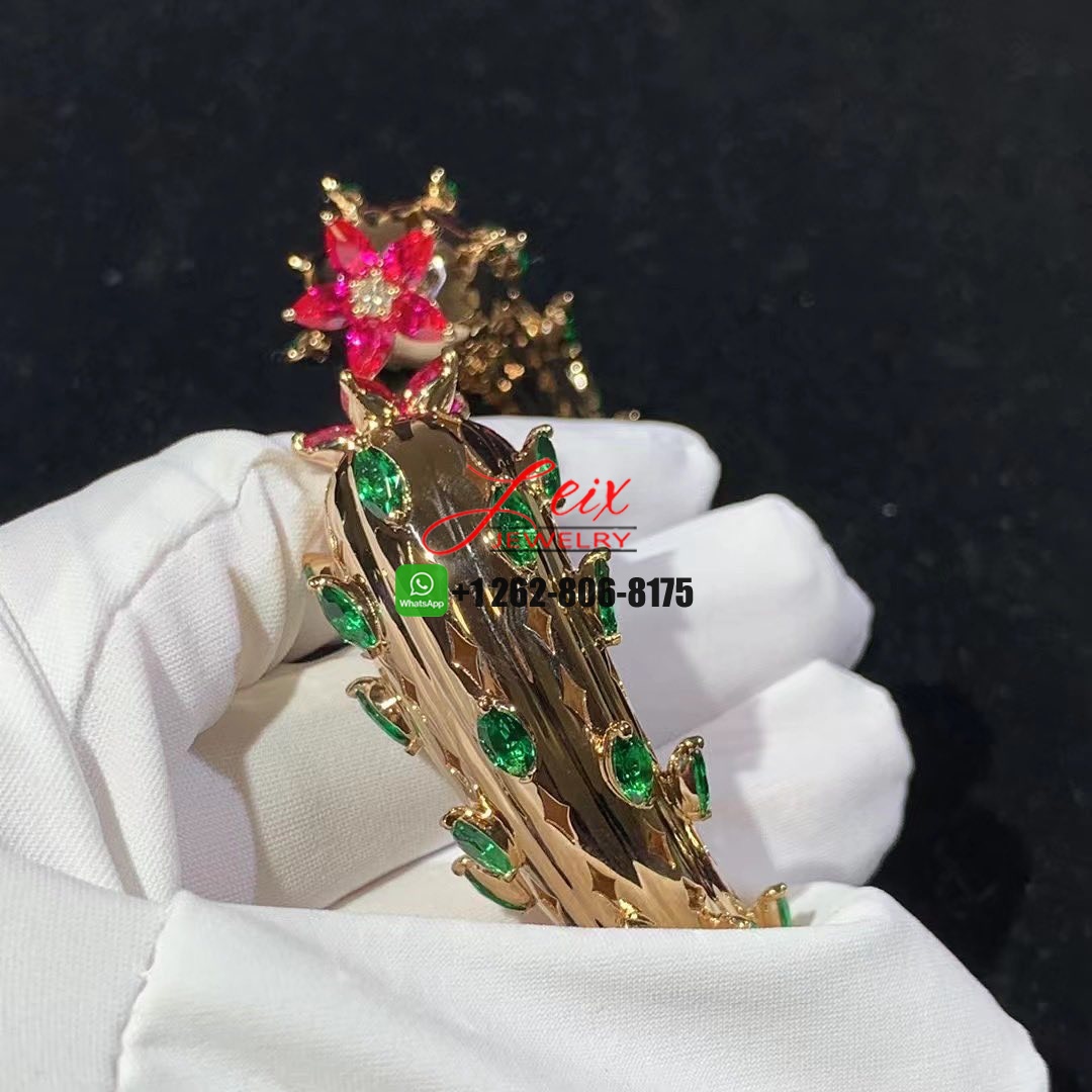 Cartier Cactus de Cartier Emeralds Rubies Diamond 18k Rose Gold High Jewelry Bracelet (2) Cartier Cactus de Cartier Emeralds Rubies Diamond 18k Rose Gold High Jewelry Bracelet