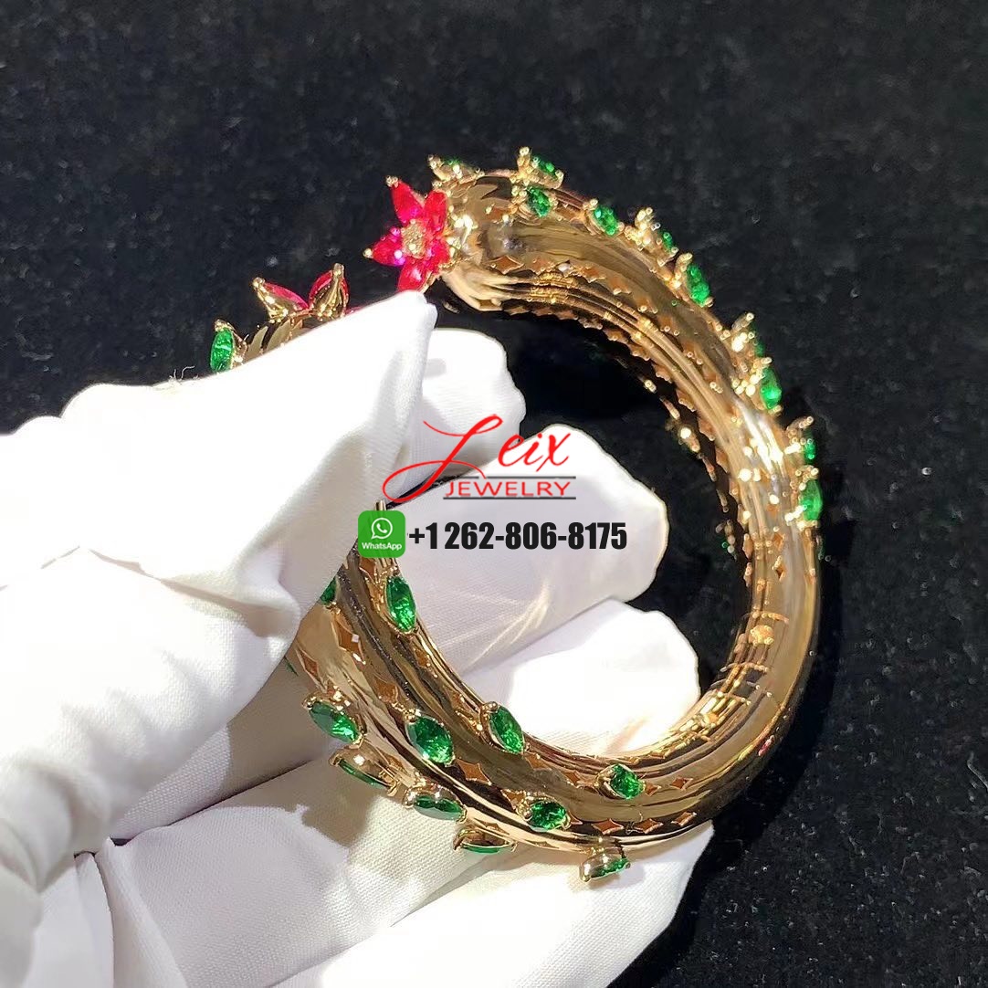 Cartier Cactus de Cartier Emeralds Rubies Diamond 18k Rose Gold High Jewelry Bracelet (4) Cartier Cactus de Cartier Emeralds Rubies Diamond 18k Rose Gold High Jewelry Bracelet