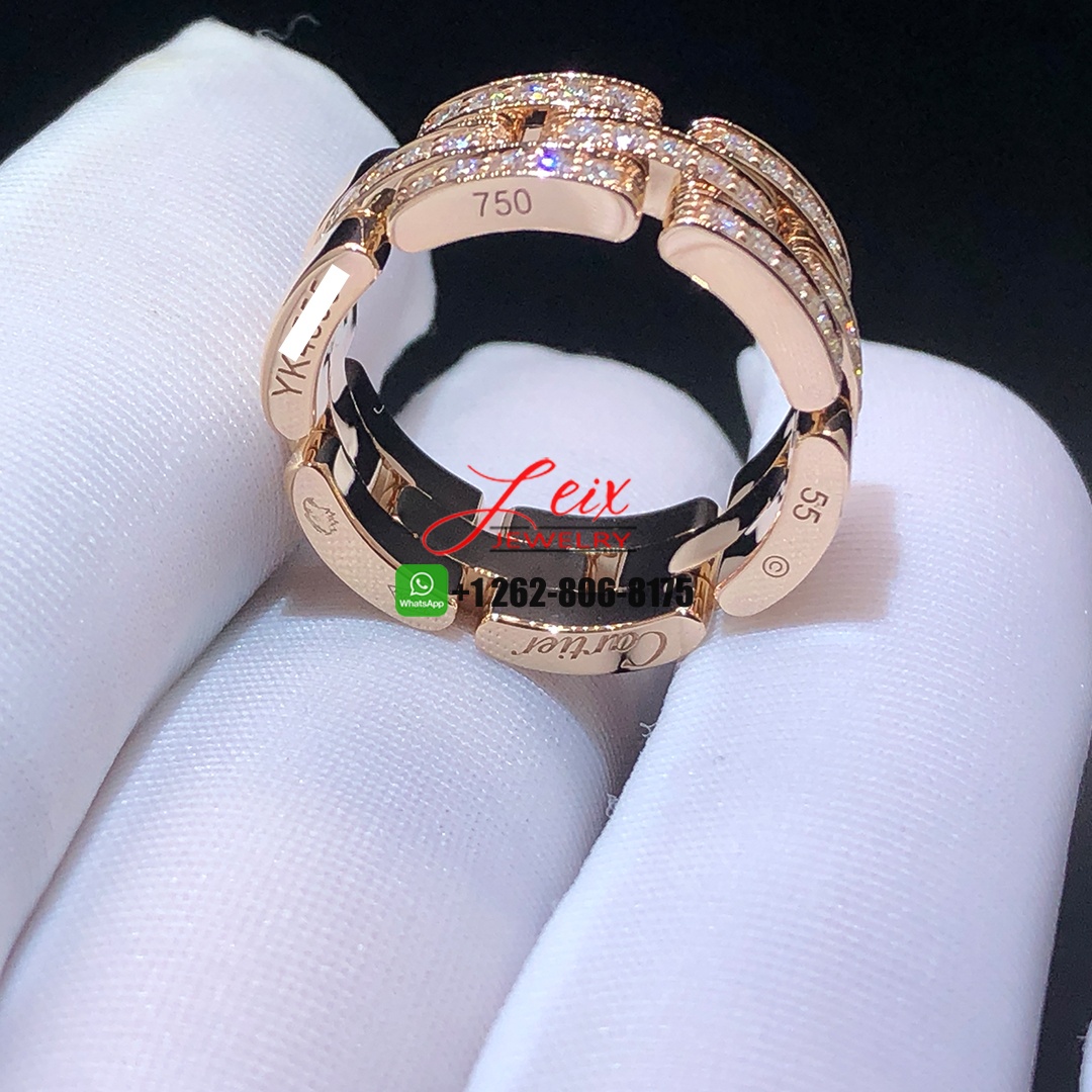 Cartier Maillon Panthère 18k Rose Gold 3 Half Diamond Paved Rows Band Ring (2) Cartier Maillon Panthère 18k Rose Gold 3 Half Diamond Paved Rows Band Ring