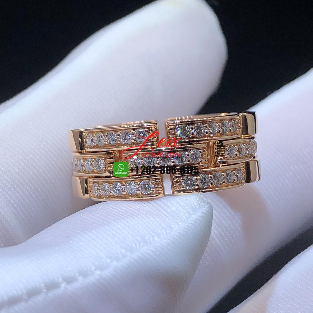 Cartier Maillon Panthère 18k Rose Gold 3 Half Diamond Paved Rows Band Ring Cartier Maillon Panthère 18k Rose Gold 3 Half Diamond Paved Rows Band Ring