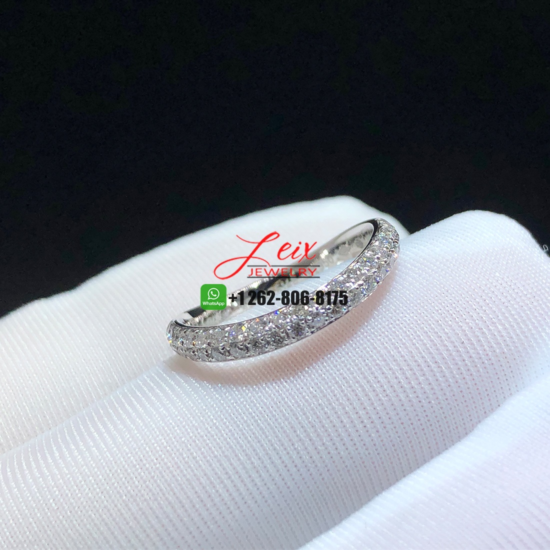 Cartier Trinity Ruban Platinum 2-row Diamonds Wedding Band Ring Cartier Trinity Ruban Platinum 2-row Diamonds Wedding Band Ring