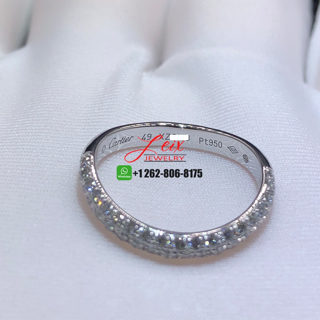Cartier Trinity Ruban Platinum 2-row Diamonds Wedding Band Cartier Trinity Ruban Platinum 2-row Diamonds Wedding Band