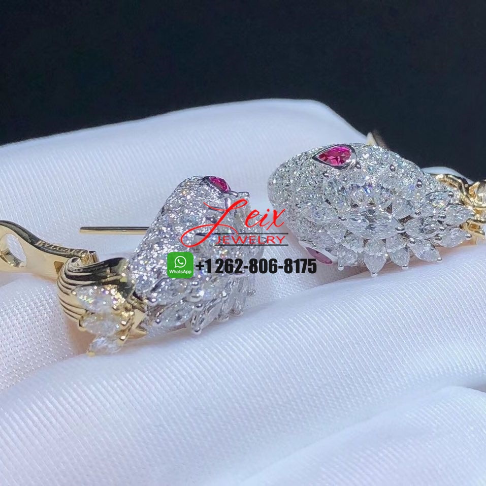 Bvlgari Serpenti Platinum 18K Yellow Gold Diamonds Ruby High Jewelry Earrings (1) Bvlgari Serpenti Platinum 18K Yellow Gold Diamonds Ruby High Jewelry Earrings