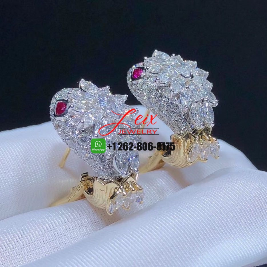 Bvlgari Serpenti Platinum 18K Yellow Gold Diamonds Ruby High Jewelry Earrings (4) Bvlgari Serpenti Platinum 18K Yellow Gold Diamonds Ruby High Jewelry Earrings