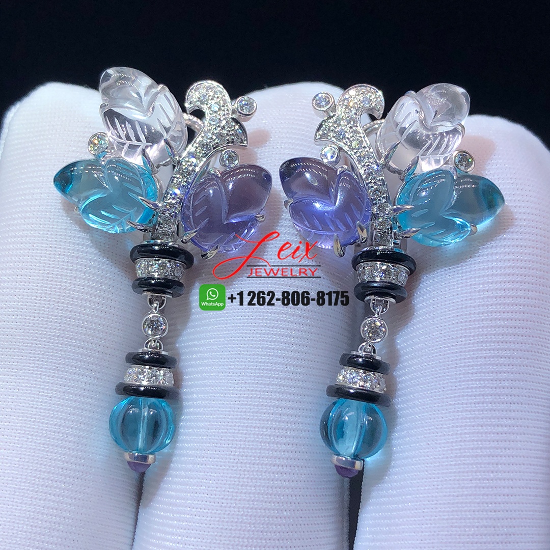 Cartier High Jewelry Pierres Gravees Carved Aquamarines, Tanzanites, Moonstones, Onyx, Diamonds Earrings Cartier High Jewelry Pierres Gravees Carved Aquamarines, Tanzanites, Moonstones, Onyx, Diamonds Earrings