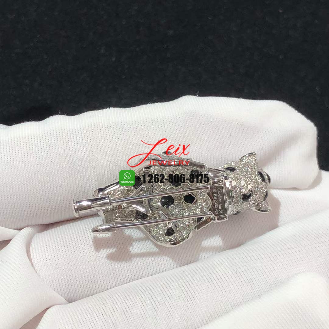 Cartier Panthere de Cartier 18K White Gold Pave 17.45ct Diamonds Emeralds Onyx High Jewellery Necklace (1) Cartier Panthere de Cartier 18K White Gold Pave 17.45ct Diamonds Emeralds Onyx High Jewellery Necklace