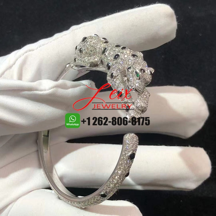 Cartier Panthère de Cartier 18k White Gold Pave Diamonds High Jewelry Bracelet (8) Cartier Panthère de Cartier 18k White Gold Pave Diamonds High Jewelry Bracelet
