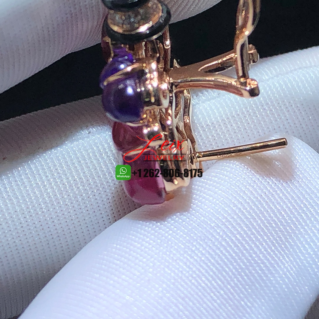 Cartier Pierres Gravees 18k Rose Gold Engraved Rubellites,Amethysts, Garnets, Onyx, Diamonds High Jewelry Earrings (1) Cartier Pierres Gravees 18k Rose Gold Engraved Rubellites,Amethysts, Garnets, Onyx, Diamonds High Jewelry Earrings