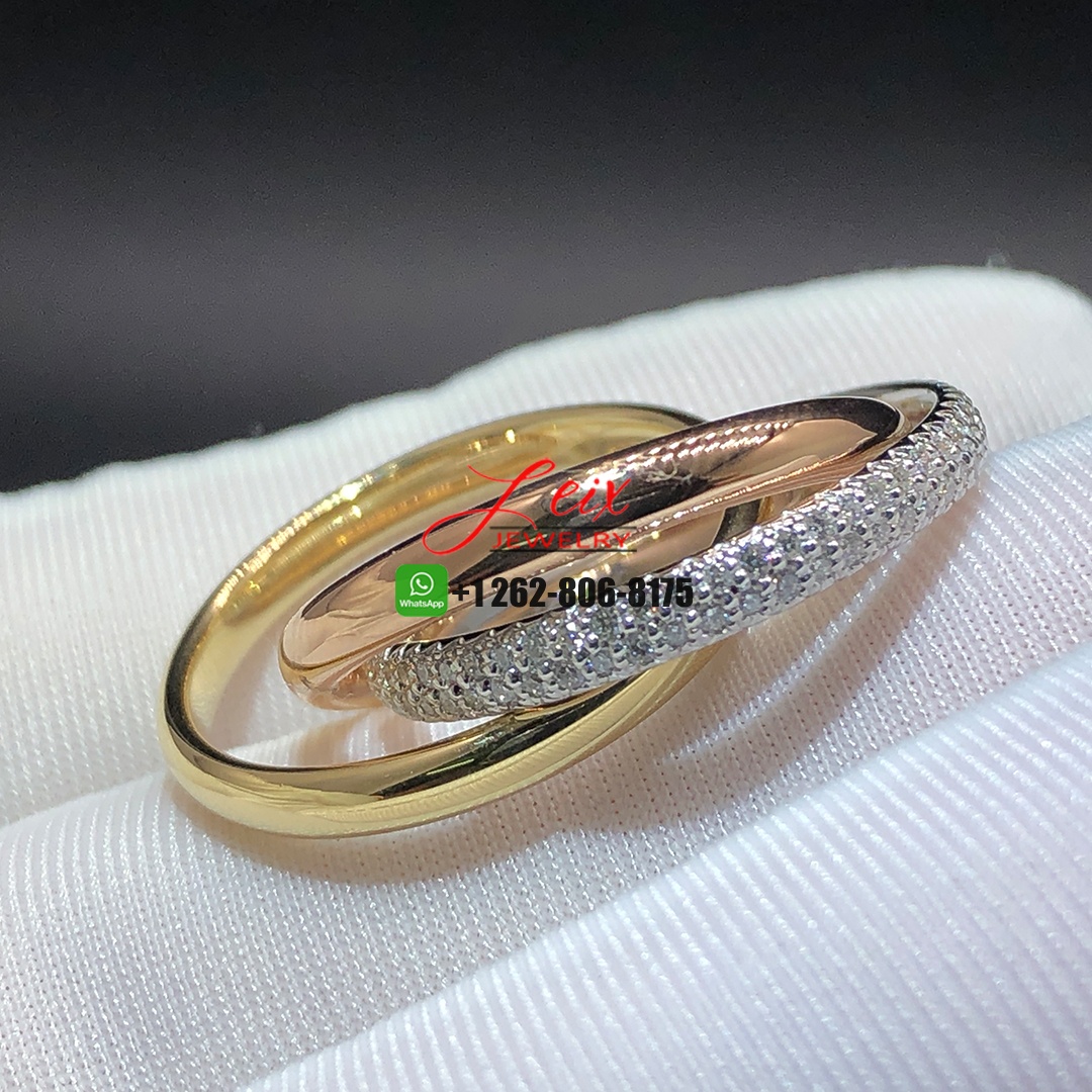 Cartier Trinity Small Model 18k Gold Diamond Ring (1) Cartier Trinity Small Model 18k Gold Diamond Ring