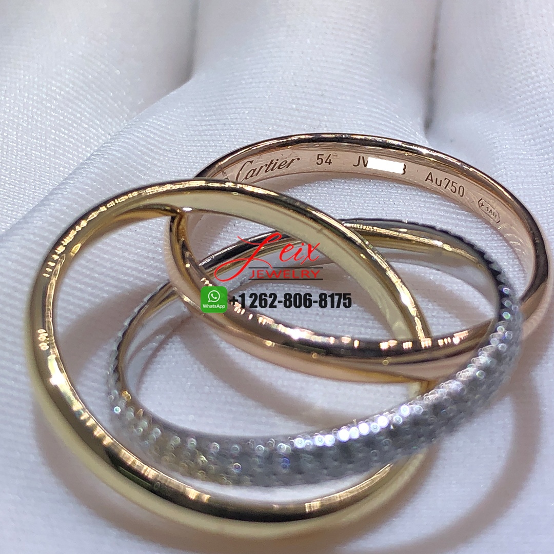 Cartier Trinity Small Model 18k Gold Diamond Ring (2) Cartier Trinity Small Model 18k Gold Diamond Ring