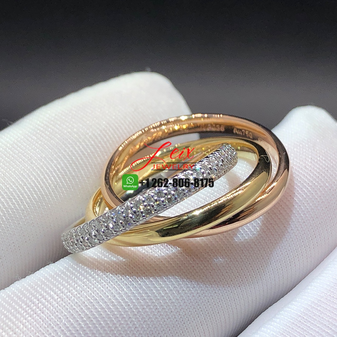 Cartier Trinity Small Model 18k Gold Diamond Ring (3) Cartier Trinity Small Model 18k Gold Diamond Ring