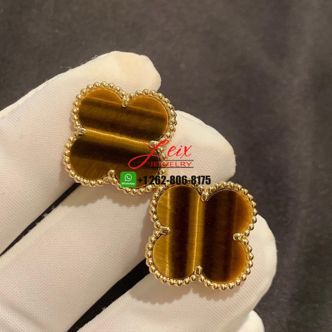 Van Cleef & Arpels 18K Yellow Gold Tiger's Eye Magic Alhambra Earrings Van Cleef & Arpels 18K Yellow Gold Tiger's Eye Magic Alhambra Earrings