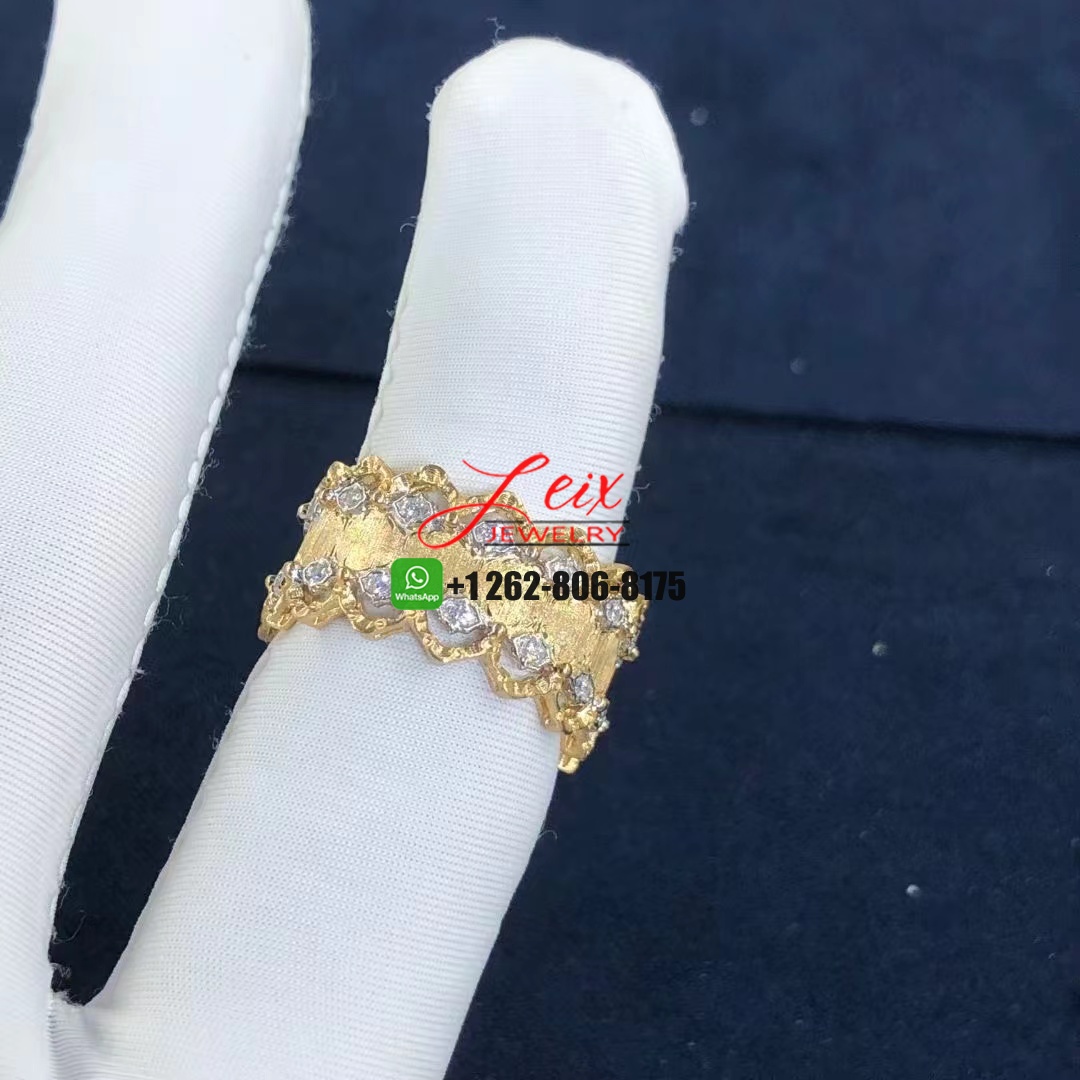 Buccellati 18k Yellow Gold Diamond Guillochee Rombi Band Ring (3) Buccellati 18k Yellow Gold Diamond Guillochee Rombi Band Ring