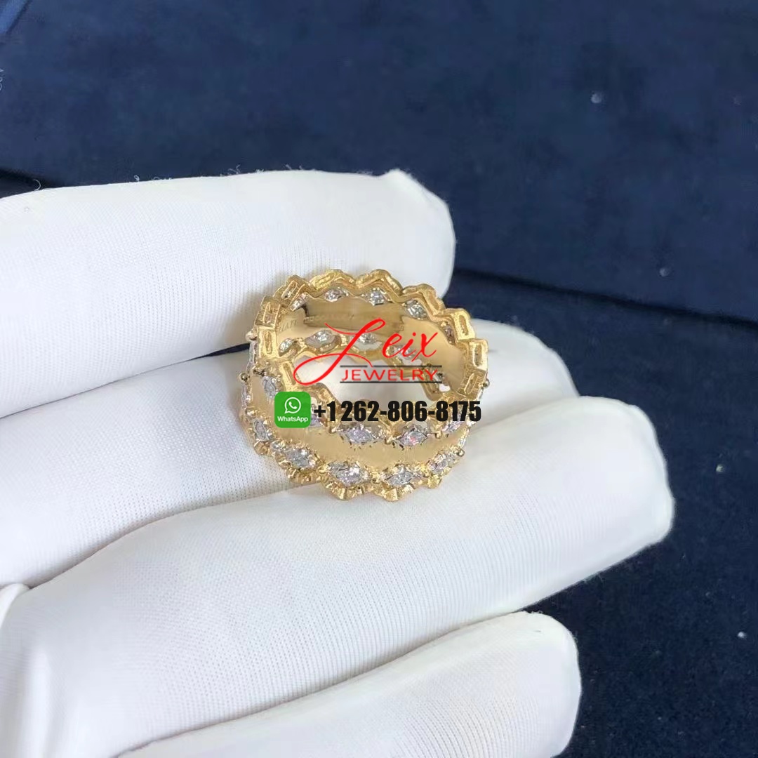 Buccellati 18k Yellow Gold Diamond Guillochee Rombi Band Ring (5) Buccellati 18k Yellow Gold Diamond Guillochee Rombi Band Ring