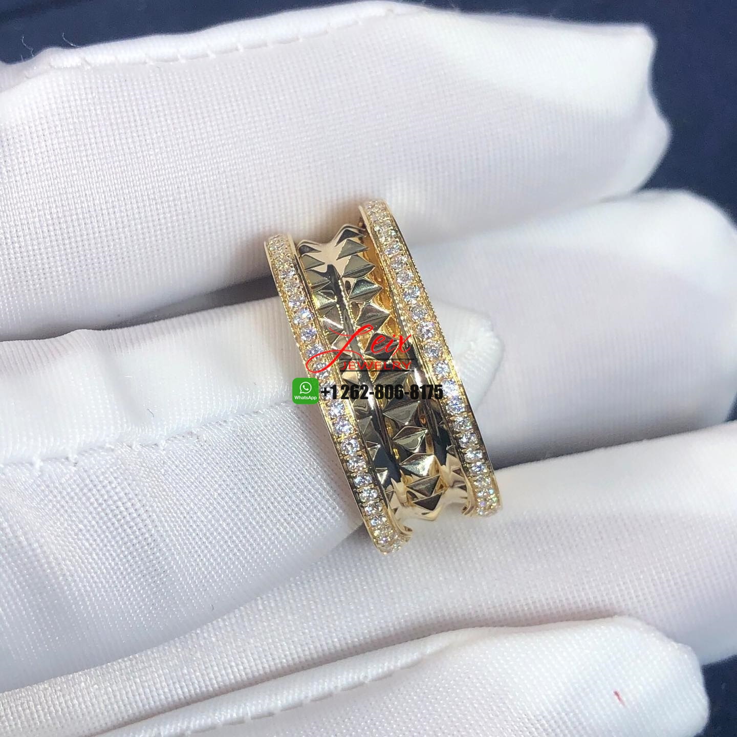 Bvlgari 18K Yellow Gold Diamond B.Zero1 Rock Two-Band Ring (1) Bvlgari 18K Yellow Gold Diamond B.Zero1 Rock Two-Band Ring