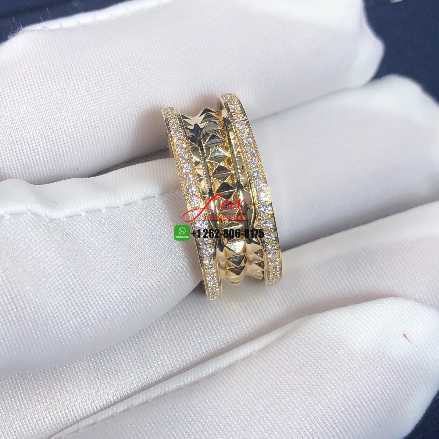 Bvlgari 18K Yellow Gold Diamond B.Zero1 Rock Two-Band Ring (2) Bvlgari 18K Yellow Gold Diamond B.Zero1 Rock Two-Band Ring