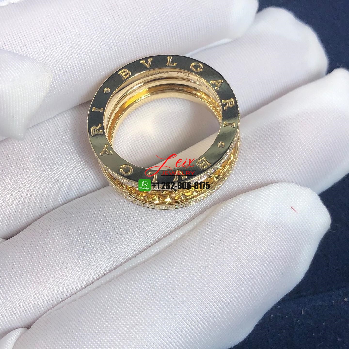 Bvlgari 18K Yellow Gold Diamond B.Zero1 Rock Two-Band Ring (4) Bvlgari 18K Yellow Gold Diamond B.Zero1 Rock Two-Band Ring