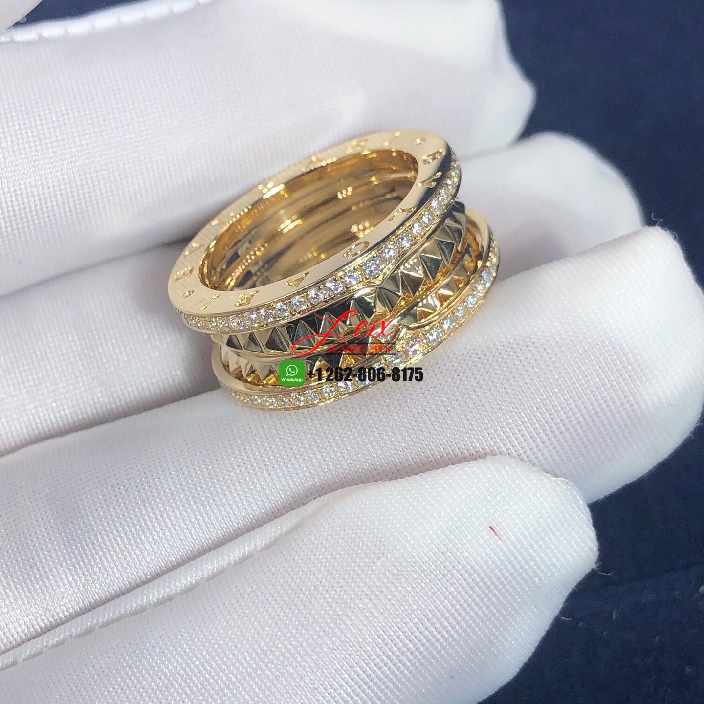 Bvlgari 18K Yellow Gold Diamond B.Zero1 Rock Two-Band Ring (5) Bvlgari 18K Yellow Gold Diamond B.Zero1 Rock Two-Band Ring