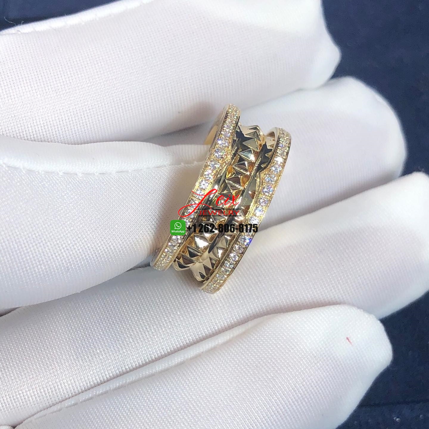 Bvlgari 18K Yellow Gold Diamond B.Zero1 Rock Two-Band Ring (6) Bvlgari 18K Yellow Gold Diamond B.Zero1 Rock Two-Band Ring