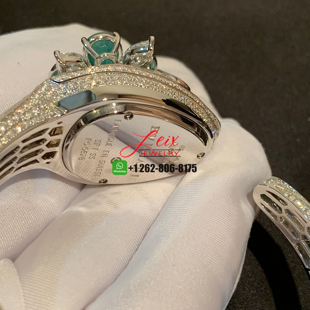 Bvlgari Serpenti Seduttori 18k White Gold Emeralds Diamond Paved High Jewelry Watch (1) Bvlgari Serpenti Seduttori 18k White Gold Emeralds Diamond Paved High Jewelry Watch