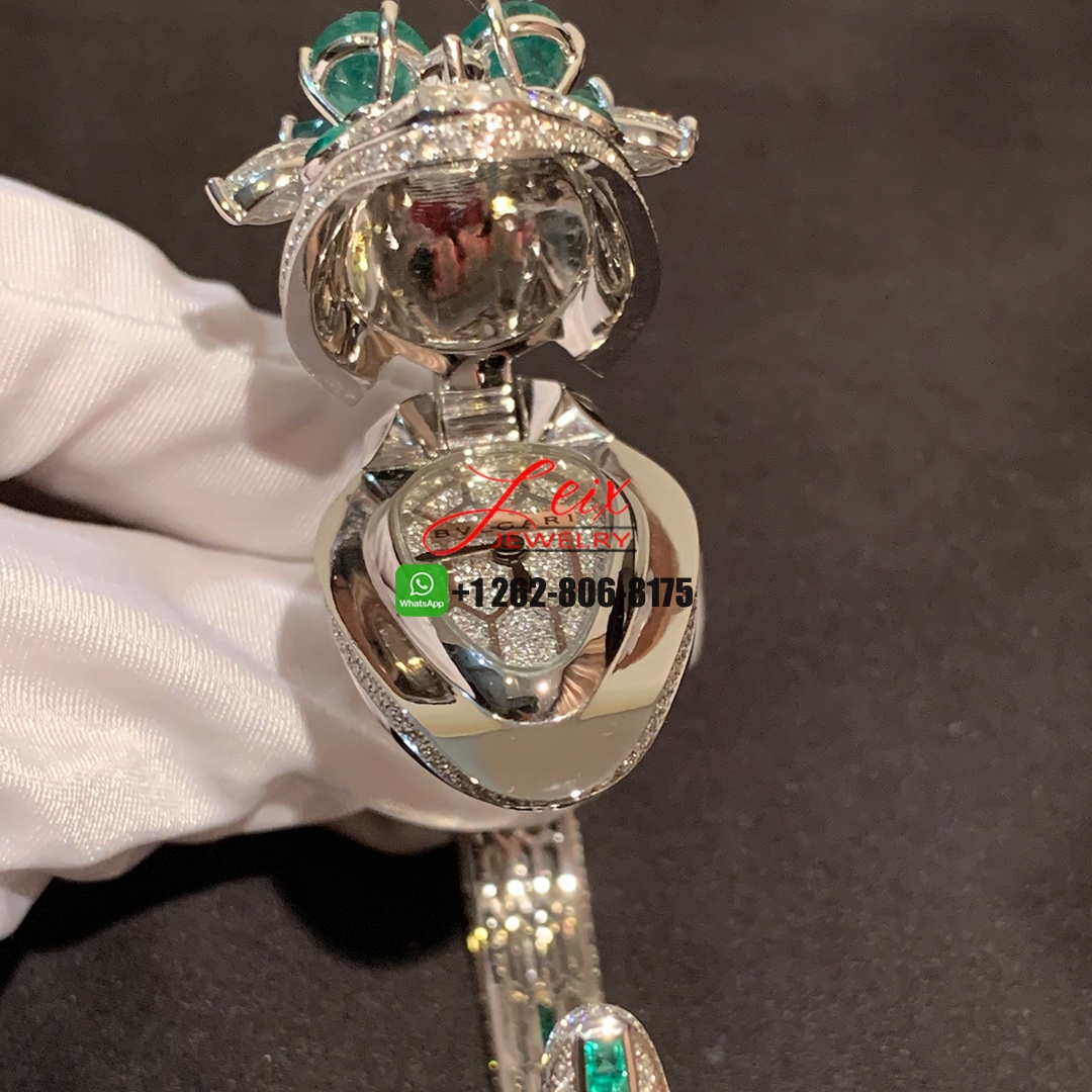 Bvlgari Serpenti Seduttori 18k White Gold Emeralds Diamond Paved High Jewelry Watch (10) Bvlgari Serpenti Seduttori 18k White Gold Emeralds Diamond Paved High Jewelry Watch