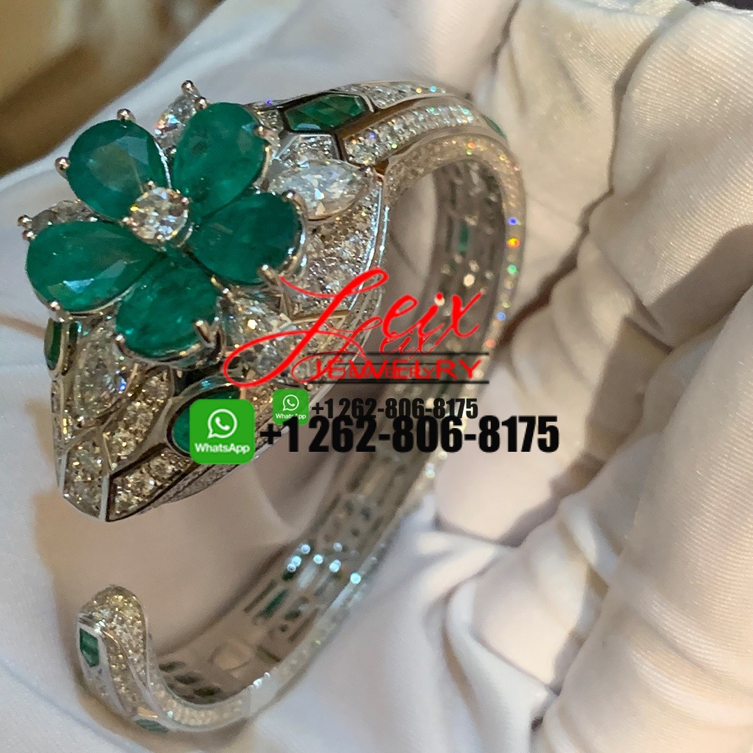 Bvlgari Serpenti Seduttori 18k White Gold Emeralds Diamond Paved High Jewelry Watch Bvlgari Serpenti Seduttori 18k White Gold Emeralds Diamond Paved High Jewelry Watch
