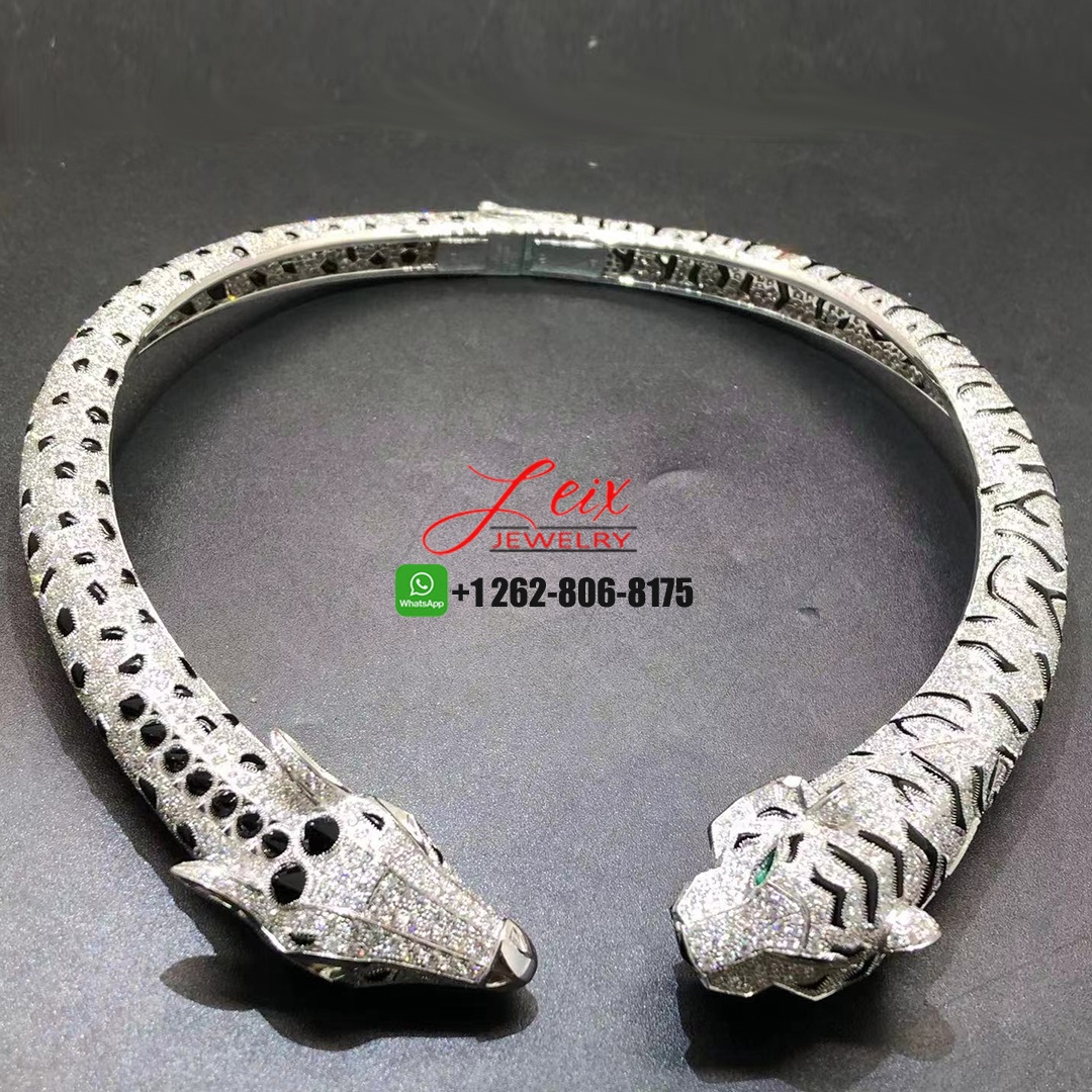 Cartier High Jewelry Indomptables de Cartier Tiger and Giraffe 18k White Gold Pave Diamond Onyx Necklace (10) Cartier High Jewelry Indomptables de Cartier Tiger and Giraffe 18k White Gold Pave Diamond Onyx Necklace