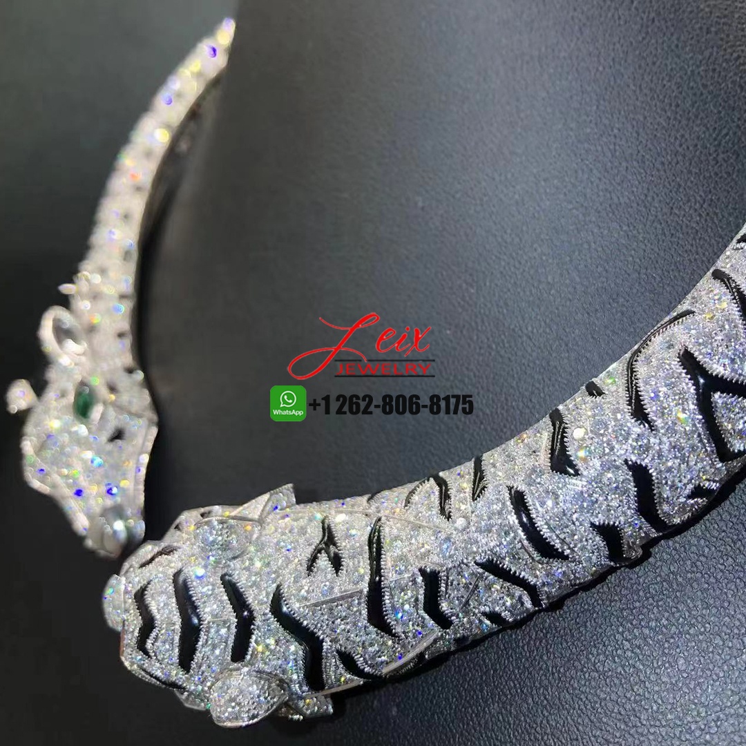 Cartier High Jewelry Indomptables de Cartier Tiger and Giraffe 18k White Gold Pave Diamond Onyx Necklace (2) Cartier High Jewelry Indomptables de Cartier Tiger and Giraffe 18k White Gold Pave Diamond Onyx Necklace