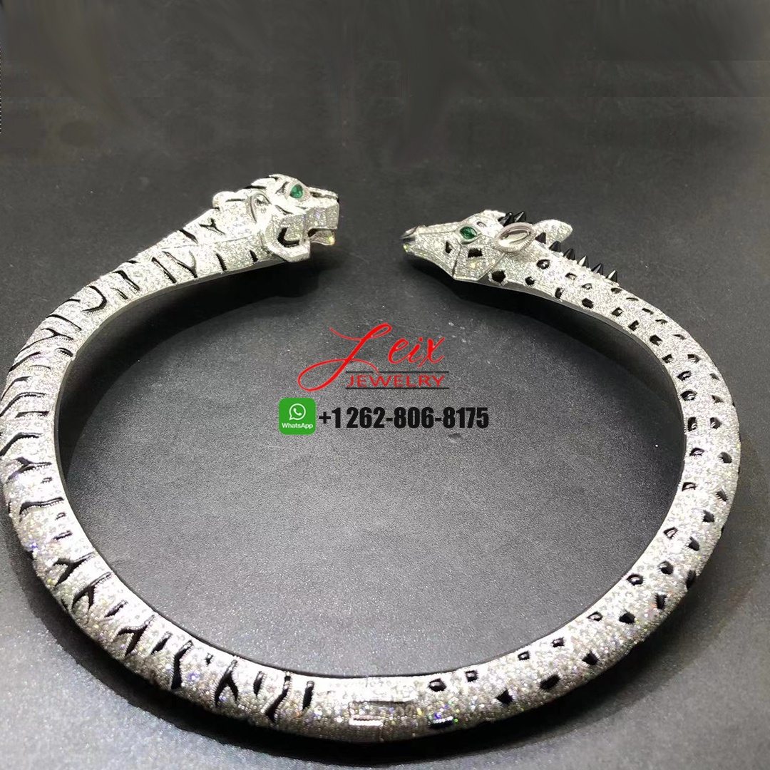 Cartier High Jewelry Indomptables de Cartier Tiger and Giraffe 18k White Gold Pave Diamond Onyx Necklace (4) Cartier High Jewelry Indomptables de Cartier Tiger and Giraffe 18k White Gold Pave Diamond Onyx Necklace